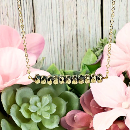 Pyrite Faceted Rondelle Necklace - Crystal Happenings