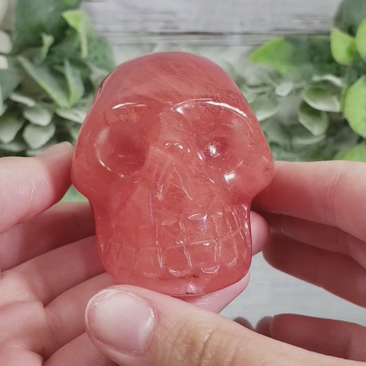 Cherry Quartz Medium Skull   VIDEO Listing