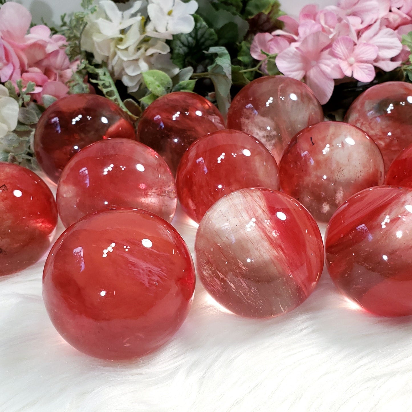 Cherry Quartz Spheres 70-80mm