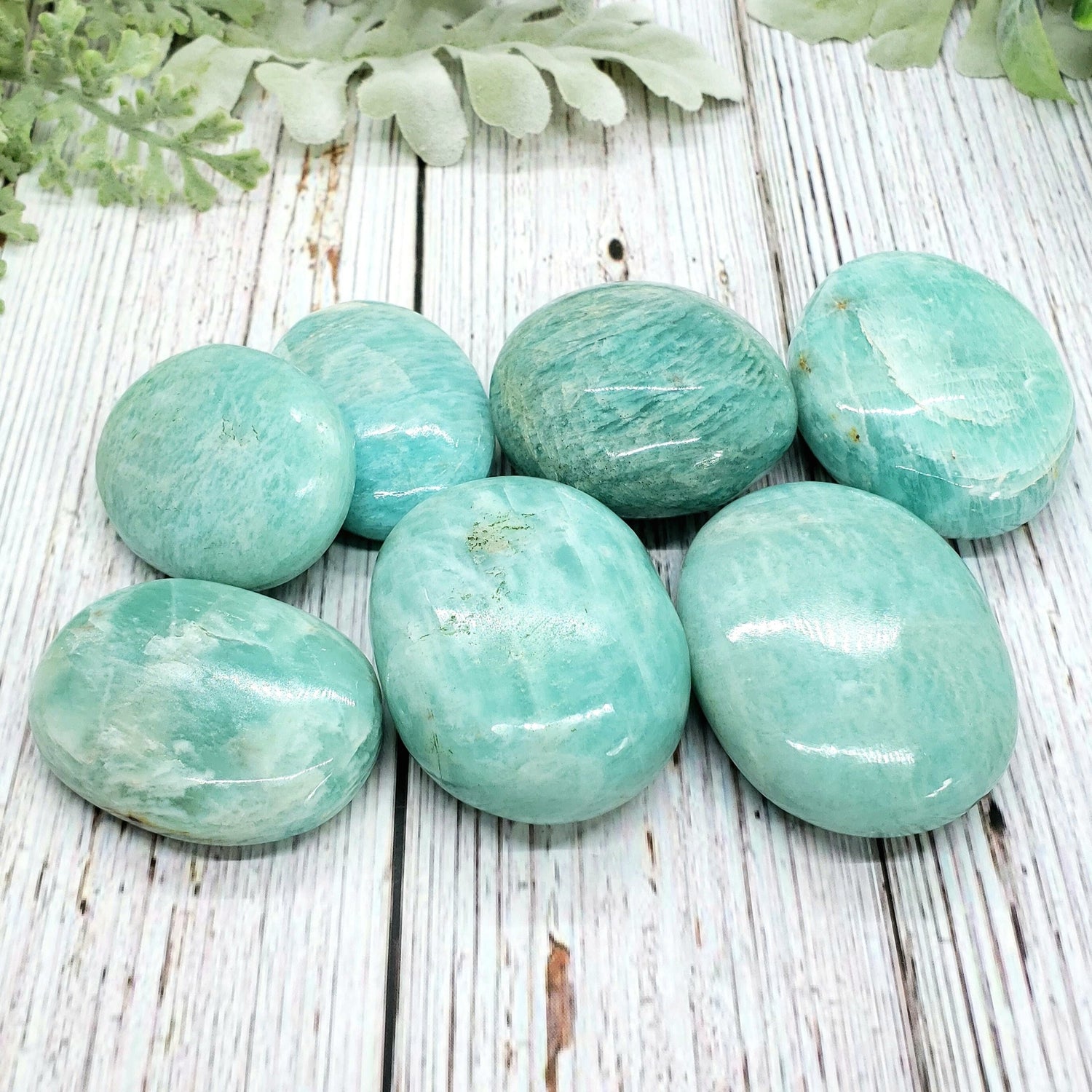 Amazonite Palm Stone with Silver Flash