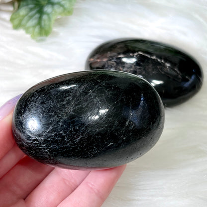 Black Tourmaline Palm Stone - Crystal Happenings