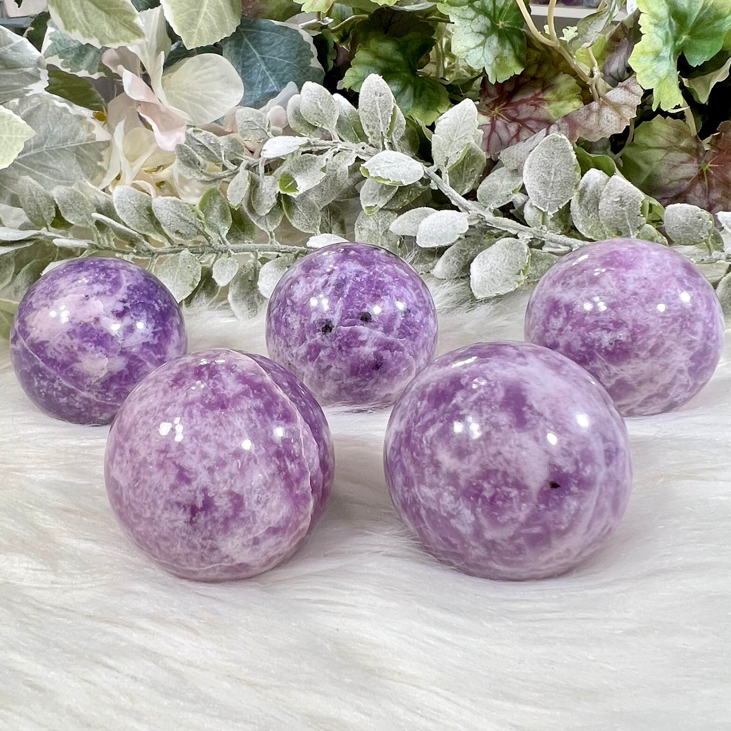 Lepidolite Sphere 50mm - Crystal Happenings