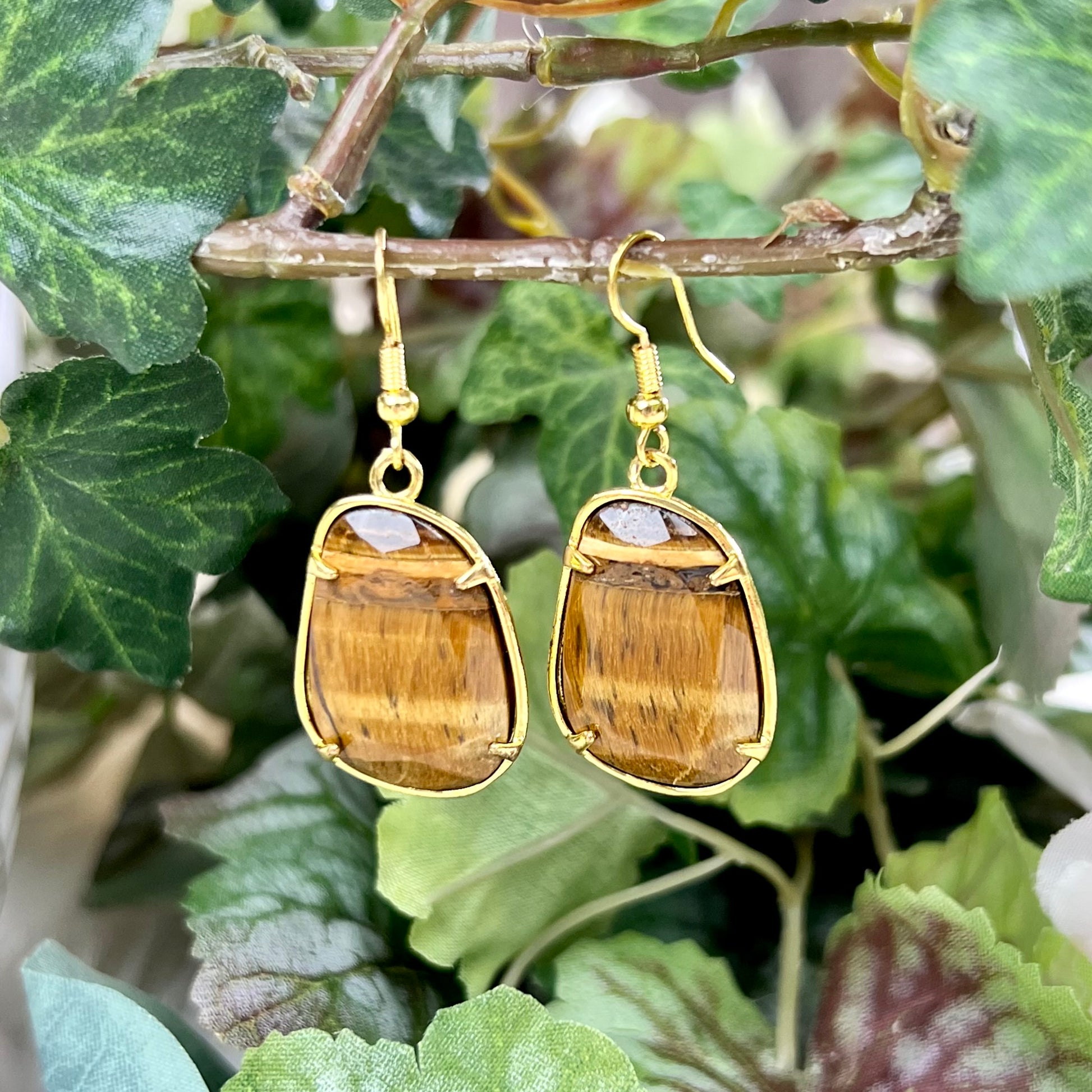 Tiger Eye Earrings -2 - Crystal Happenings