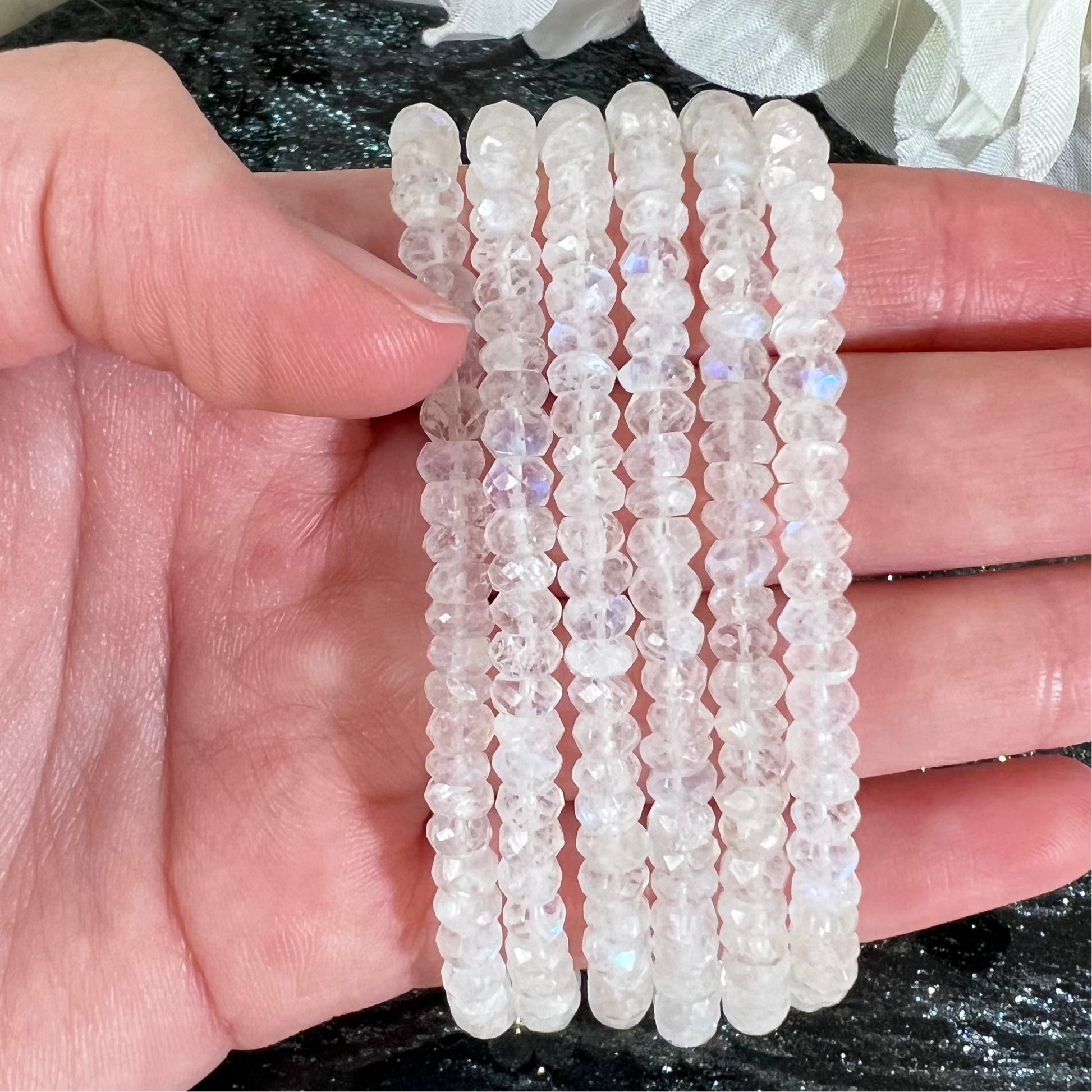 Moonstone Sparkly Bracelet with Clasp - Crystal Happenings