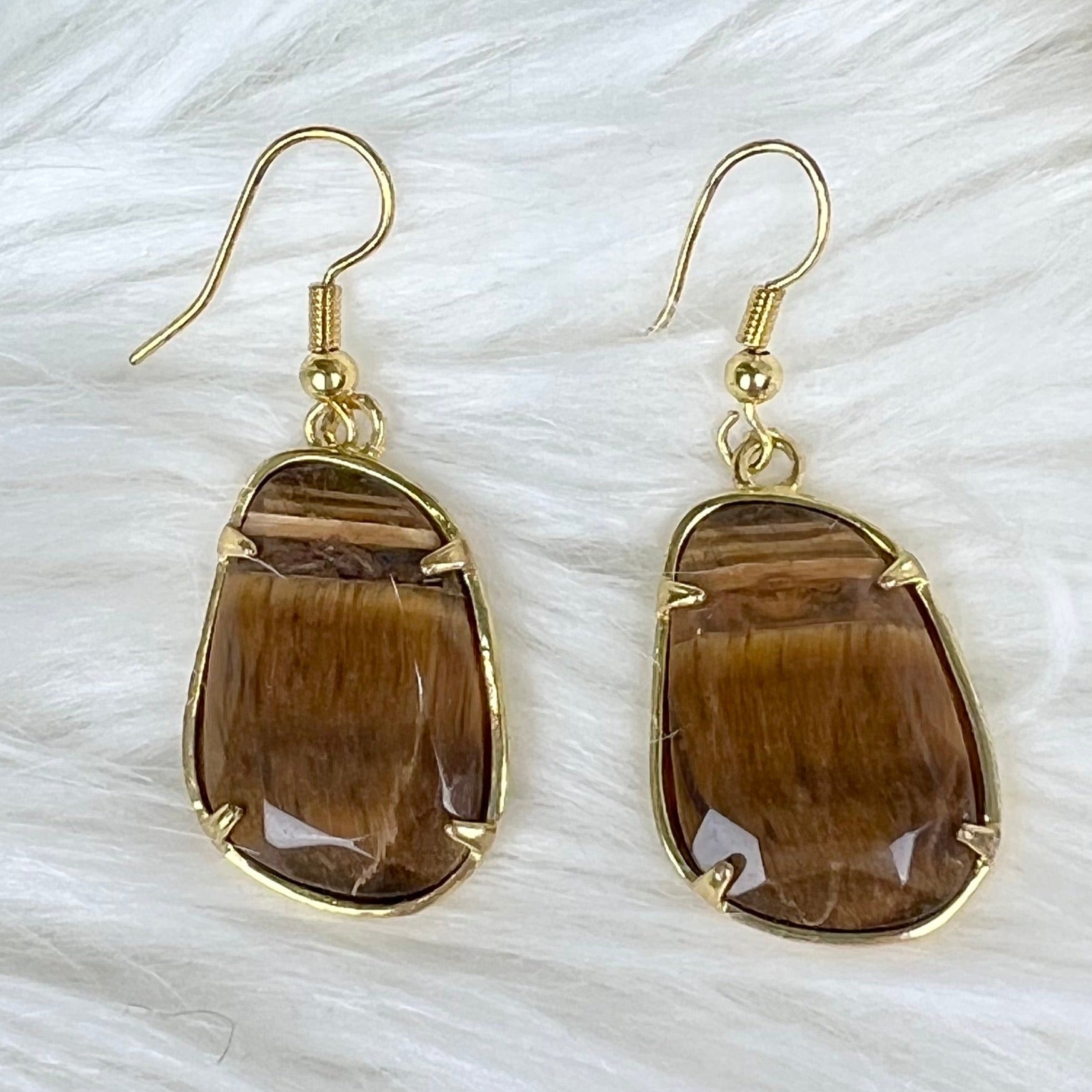 Tiger Eye Earrings -2 - Crystal Happenings