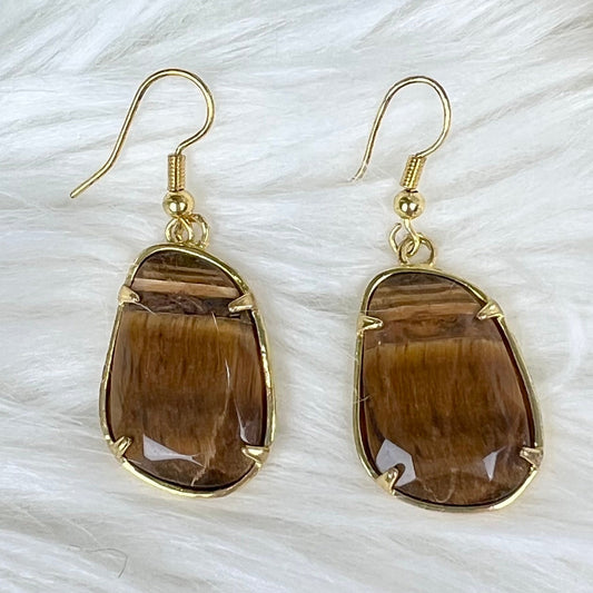 Tiger Eye Earrings -2 - Crystal Happenings