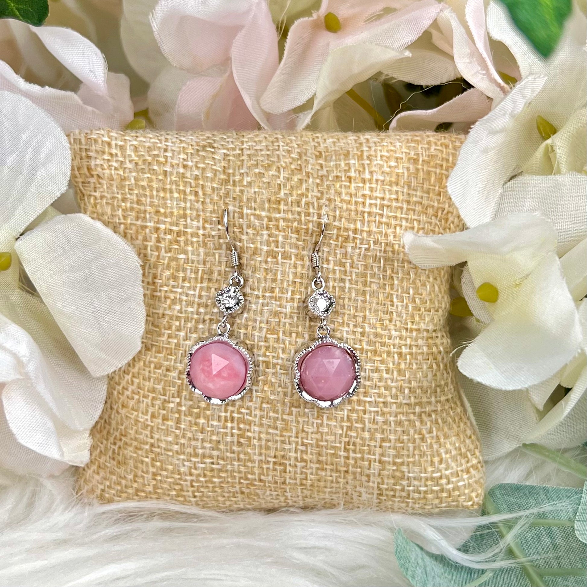 Pink Opal Crystal Earring - Crystal Happenings