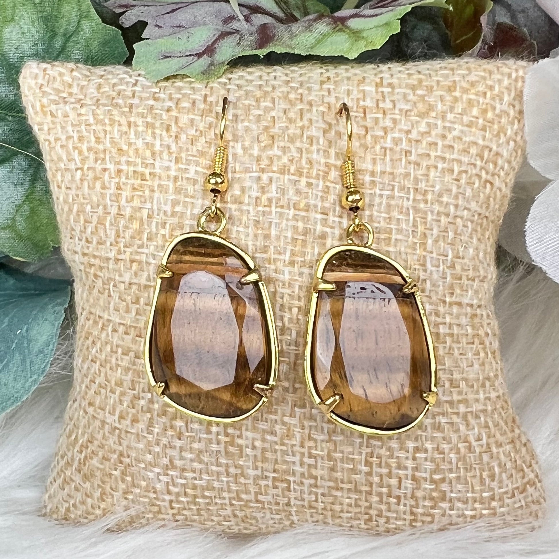 Tiger Eye Earrings -2 - Crystal Happenings