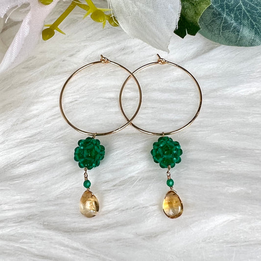 Green Onyx and Citrine Earrings - Crystal Happenings