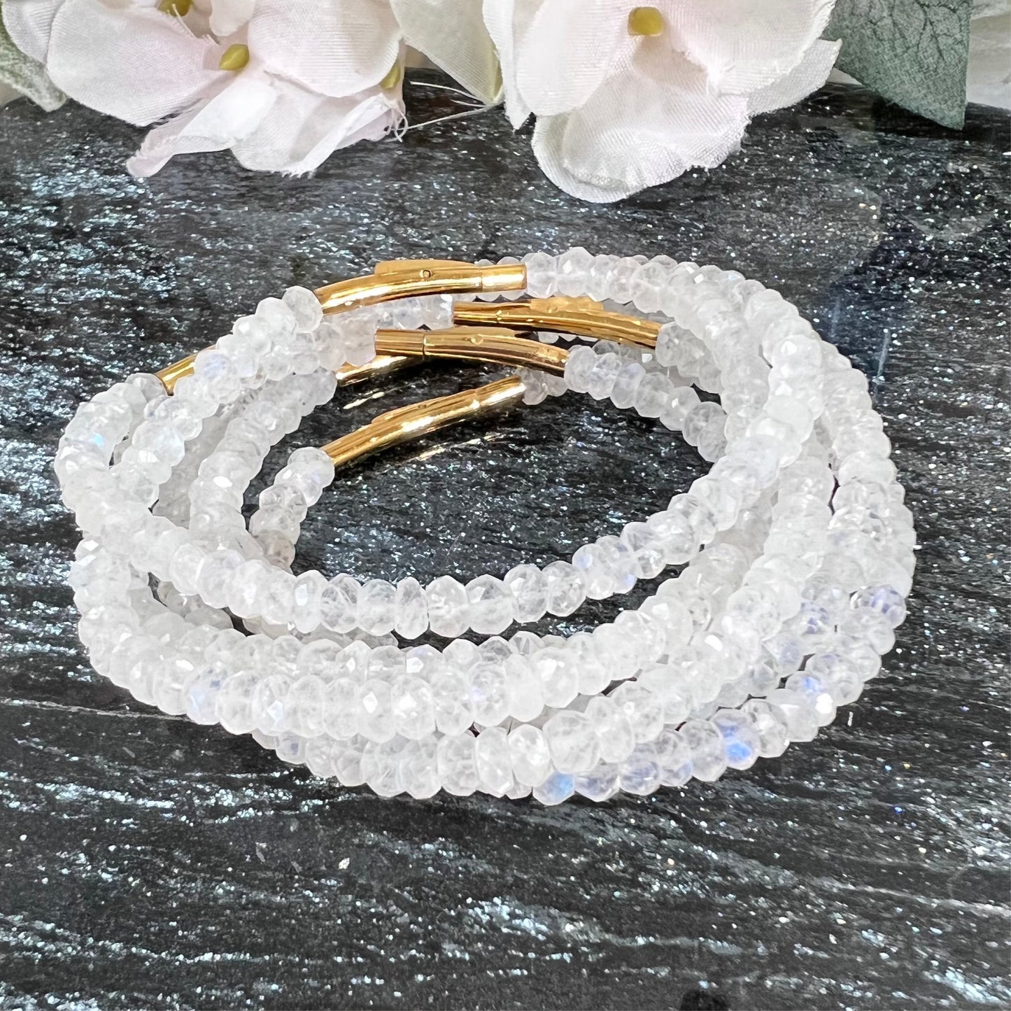 Moonstone Sparkly Bracelet with Clasp - Crystal Happenings