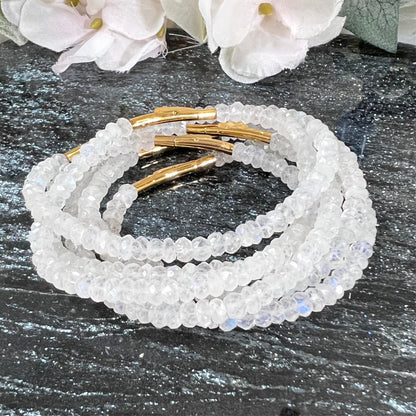 Moonstone Sparkly Bracelet with Clasp - Crystal Happenings
