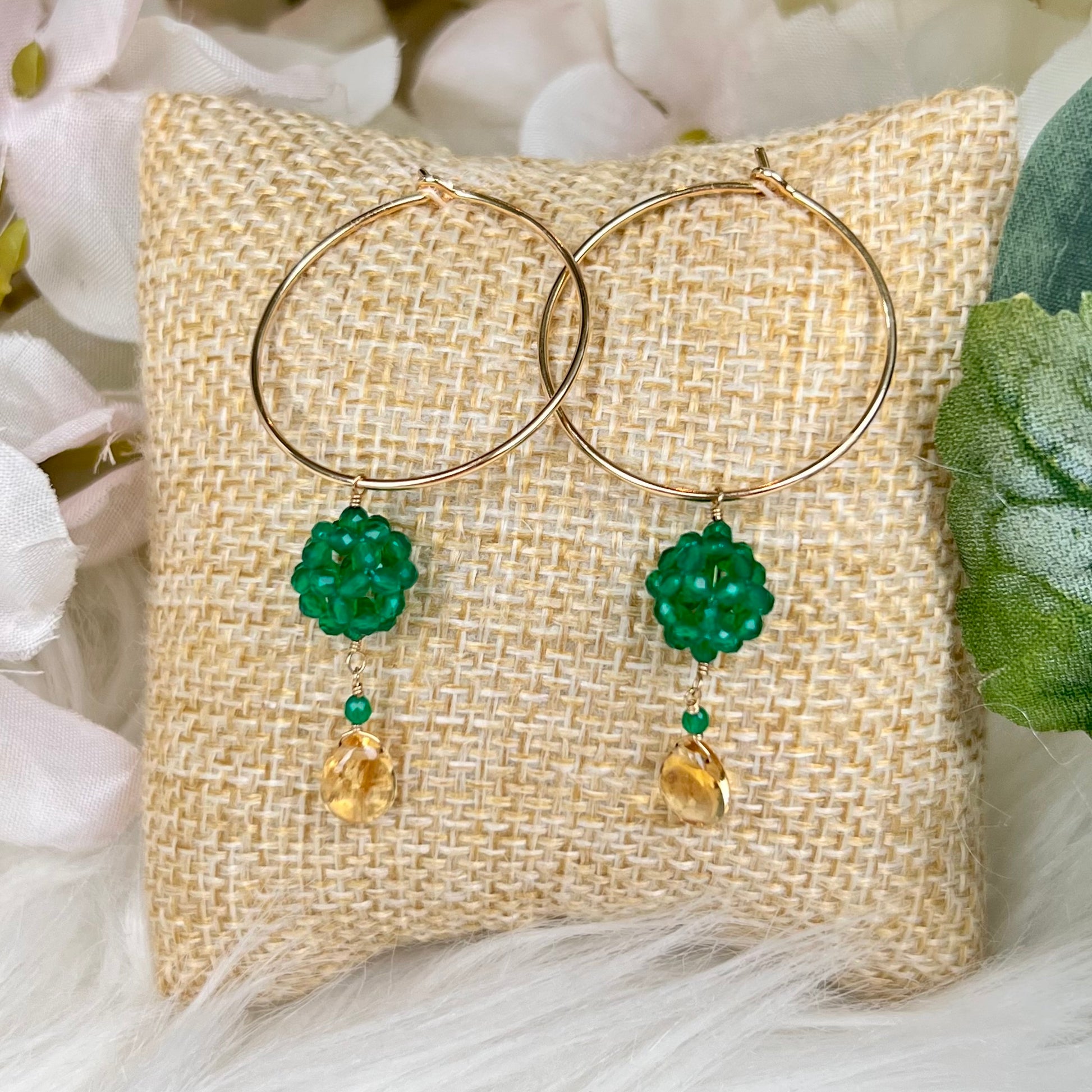Green Onyx and Citrine Earrings - Crystal Happenings