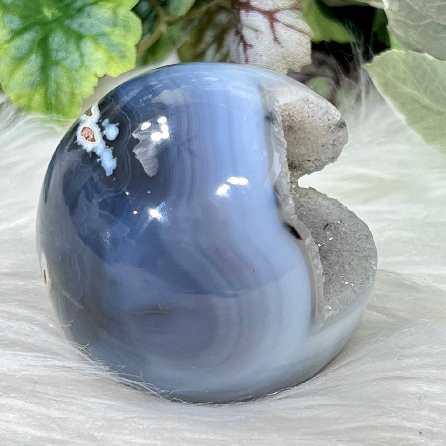 Druzy Agate 65mm Sphere - Crystal Happenings