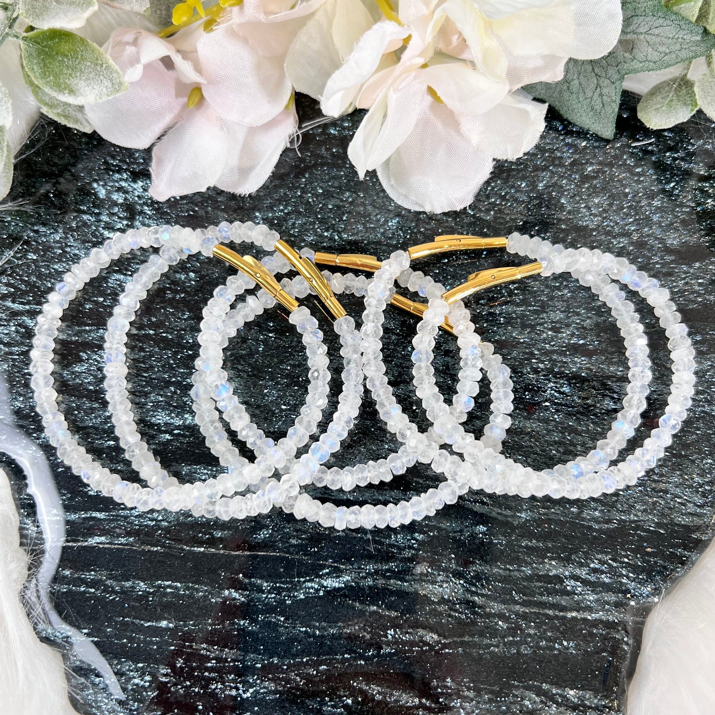 Moonstone Sparkly Bracelet with Clasp - Crystal Happenings