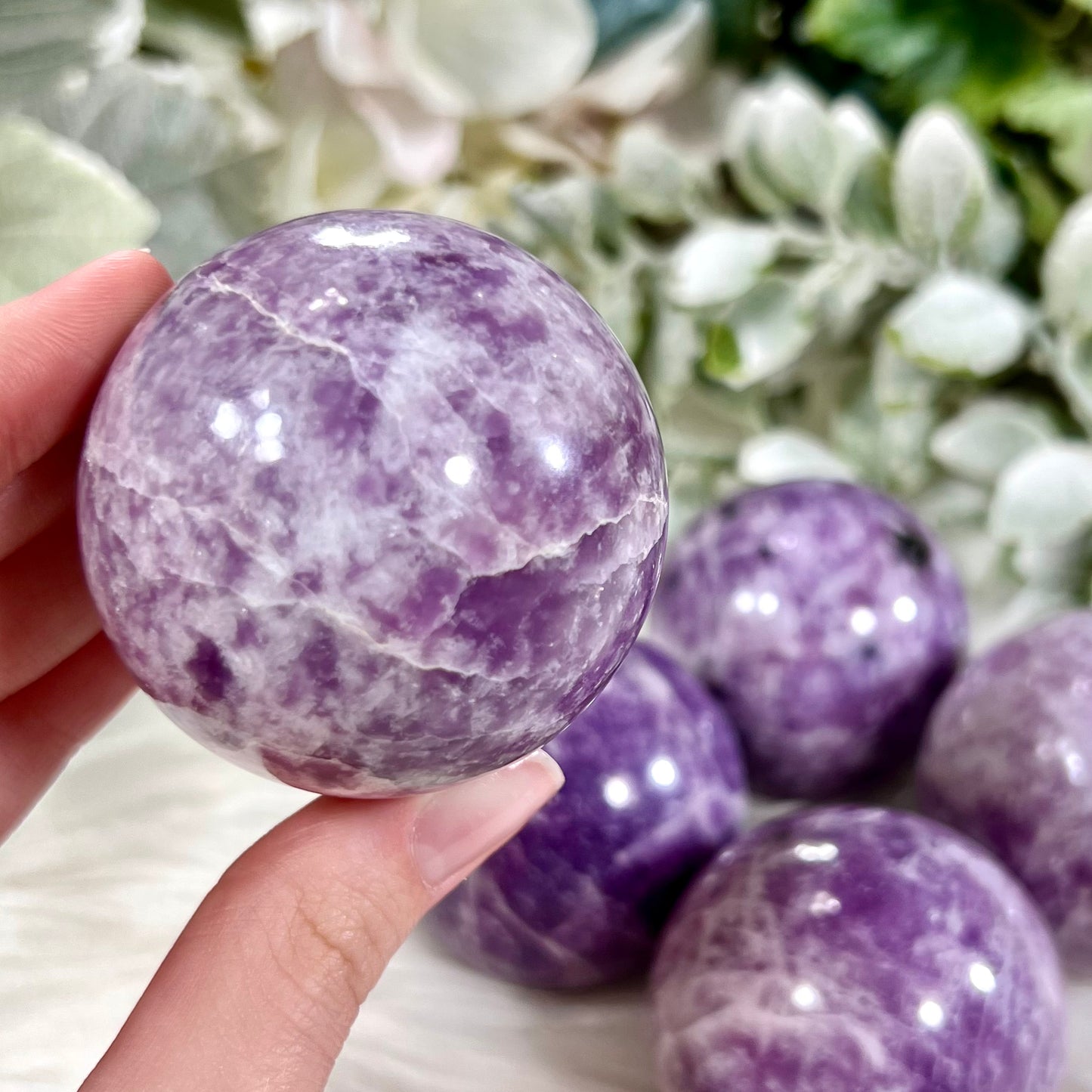 Lepidolite Sphere 50mm - Crystal Happenings