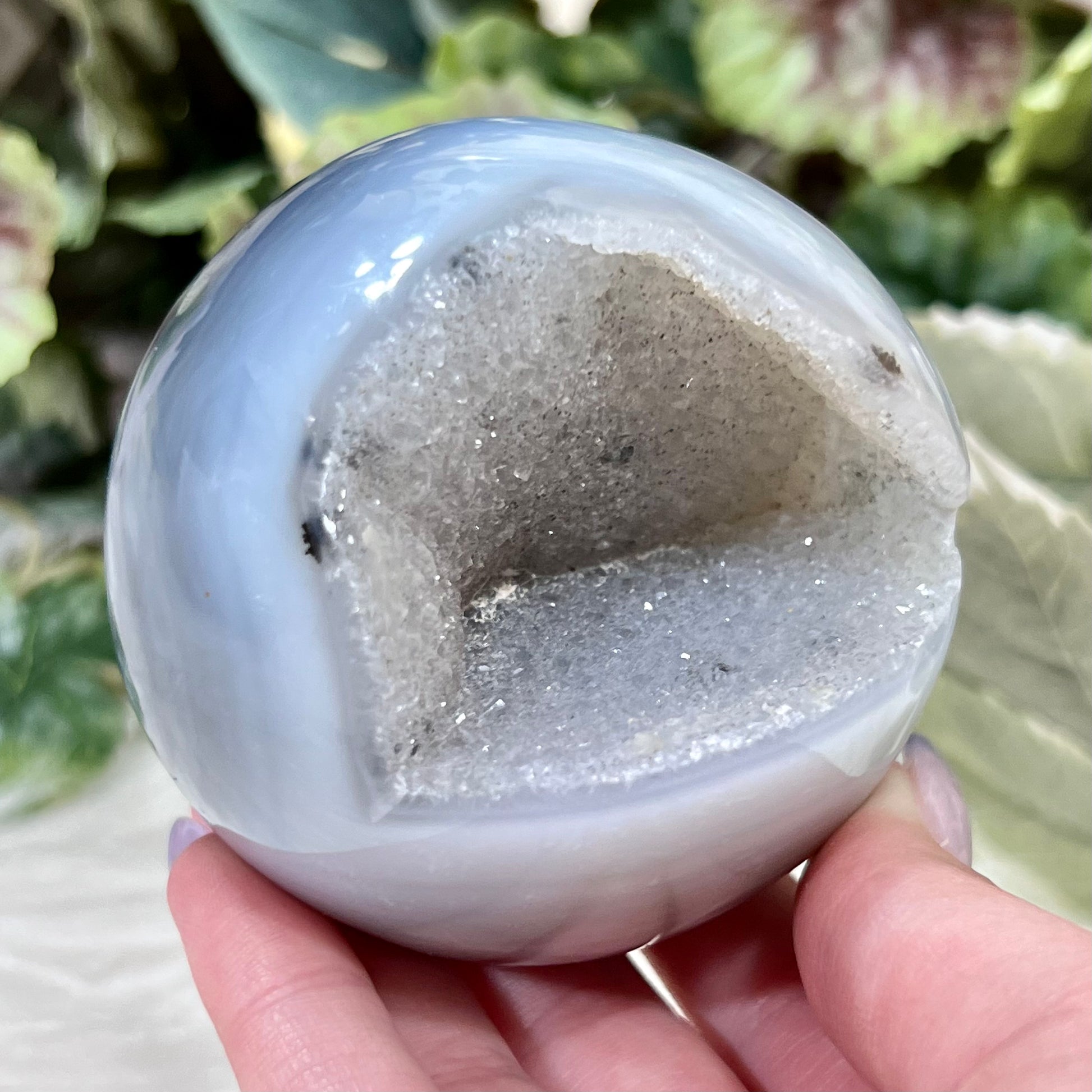 Druzy Agate 65mm Sphere - Crystal Happenings